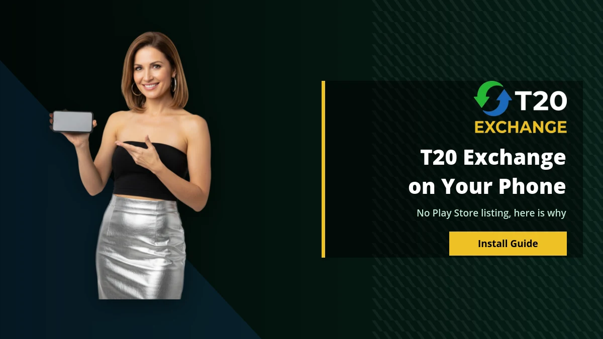 T20 Exchange app running on a phone through the browser panel